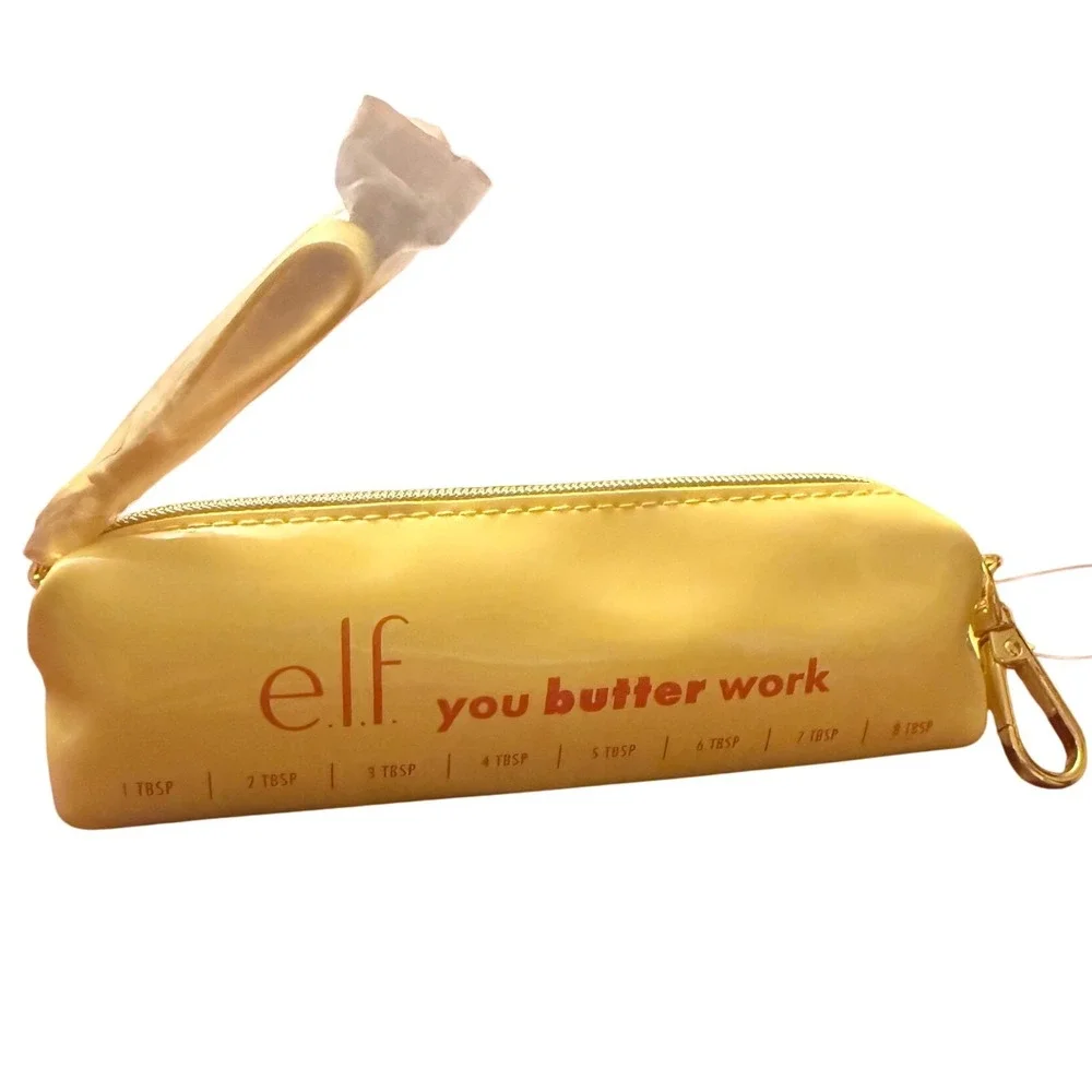 e.l.f. You Butter Work lippie bag charm yellow stick NEW mini makeup pouch - Picture 5 of 8